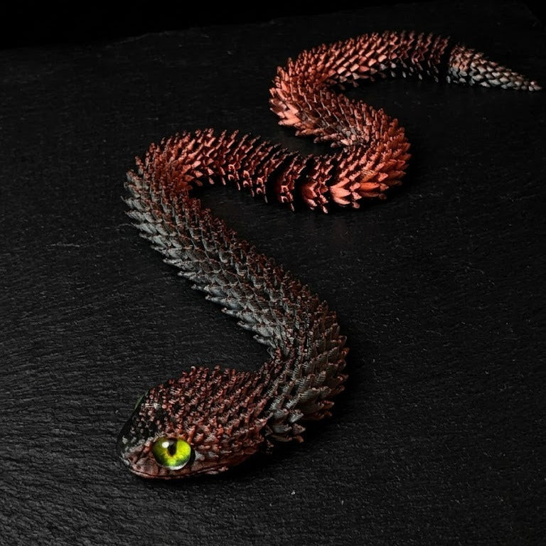3D Printed Articulated Bionic Snake | Desktop Fidget Stress-Relief Toy (30cm / 11.8")