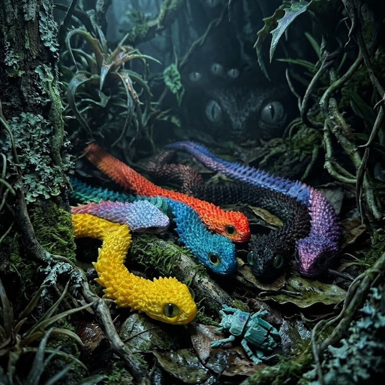 3D Printed Articulated Bionic Snake | Desktop Fidget Stress-Relief Toy (30cm / 11.8")